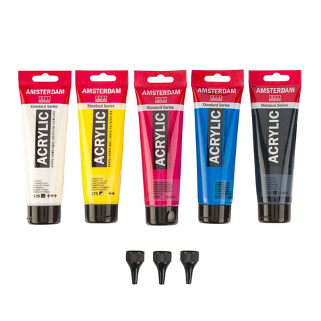 Bruynzeel amsterdam standard sorozat akrilfesték alapkészlet 120ml, 5 db. + 3 adagolócső
