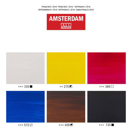 Bruynzeel amsterdam štandardná séria akrylových farieb primárna sada 20 ml, 6 ks.