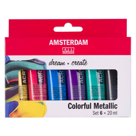Bruynzeel Amsterdam standard series acrylic paint colorful metallic set 20ml, 6 pcs.