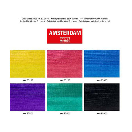 Bruynzeel Amsterdam standard series acrylic paint colorful metallic set 20ml, 6 pcs.