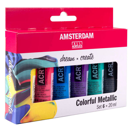 Bruynzeel Amsterdam standard series acrylic paint colorful metallic set 20ml, 6 pcs.