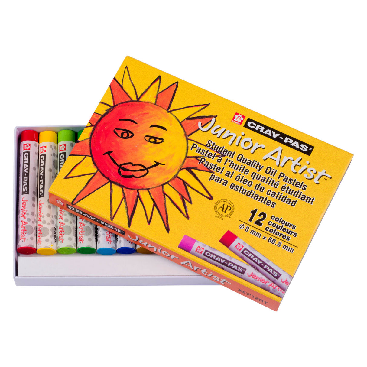 Sakura Cray-pas Junior Kënschtler Ueleg Pastell Set, 12 Stéck.