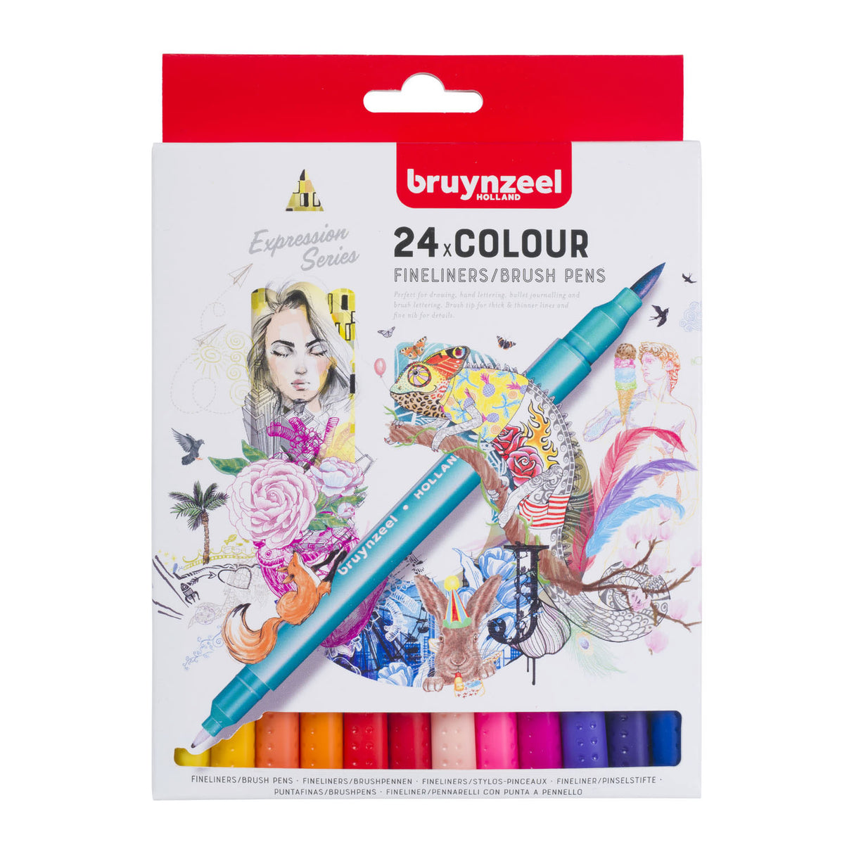 Bruynzeel Fineliner Brushpennen, 24 ..