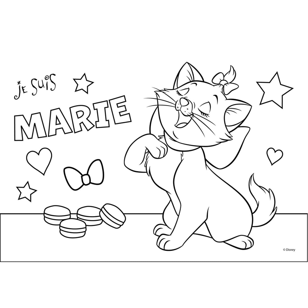 Coloriages de chat marie avec pochoir et autocollant