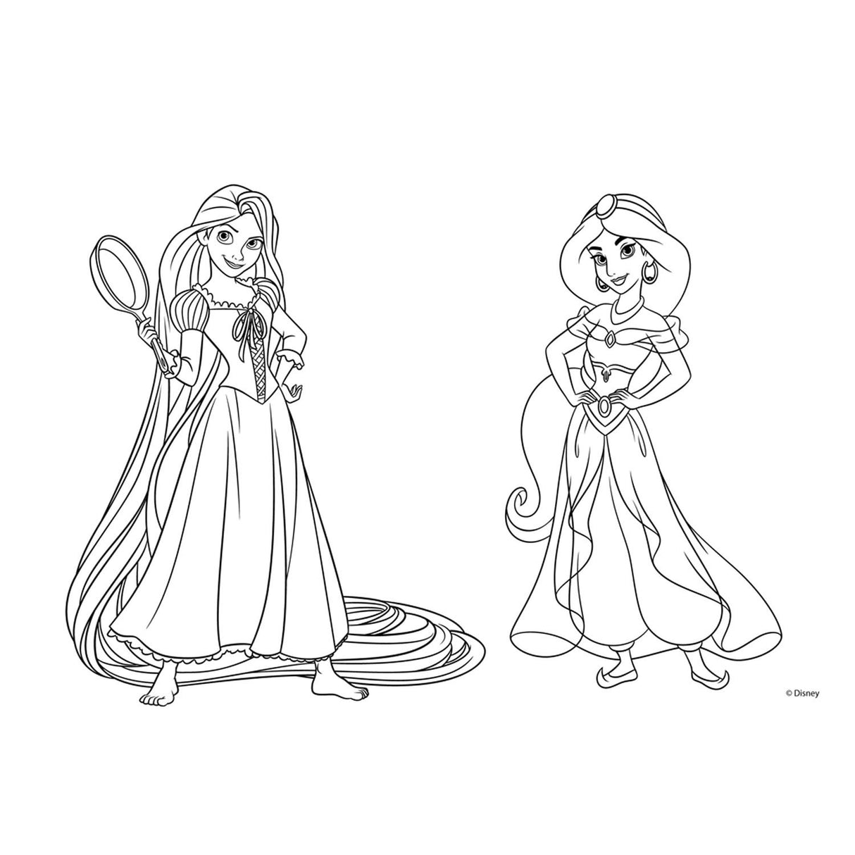 Disney Princess Coloring Pages With Stencil And Sticker Vel