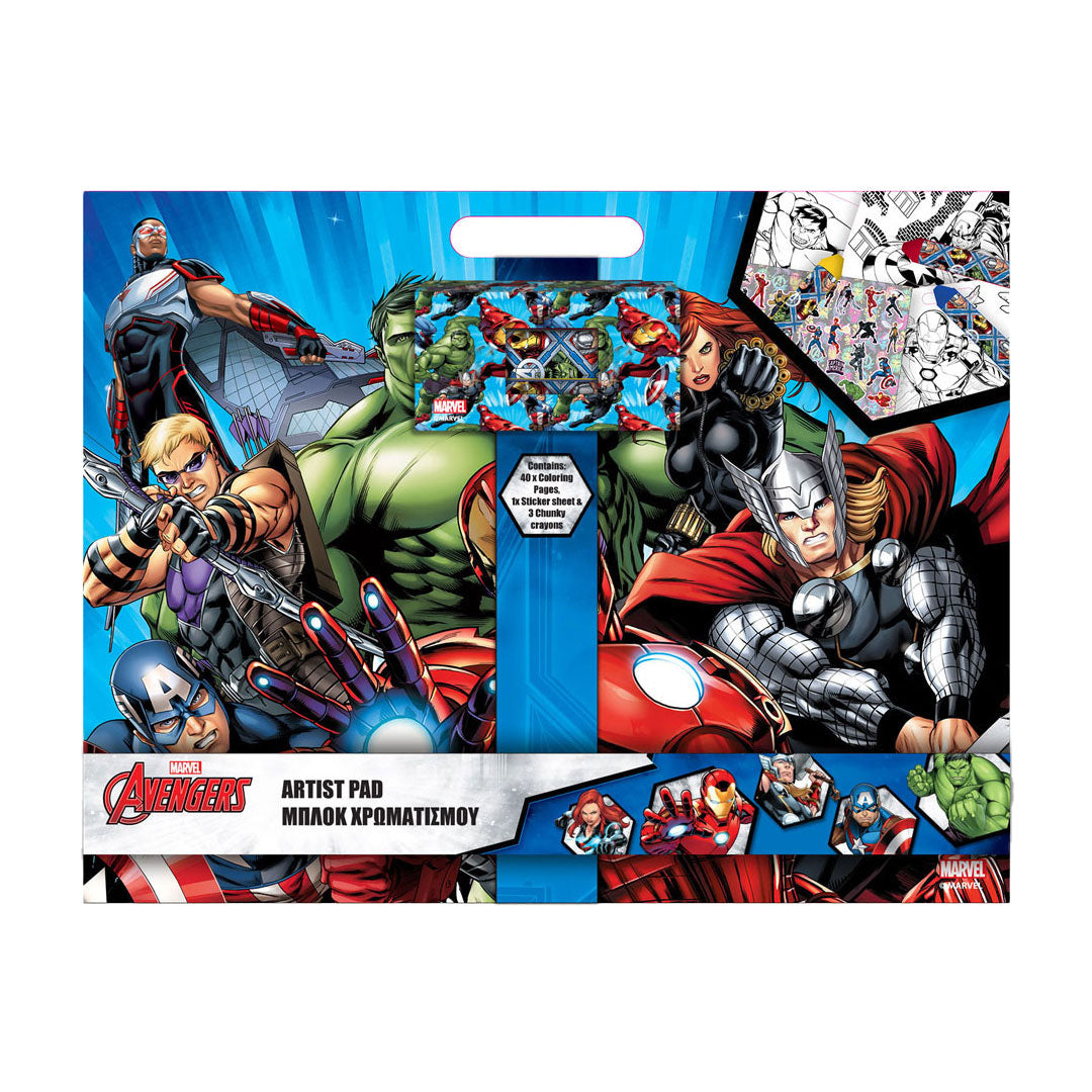 Drawing block Avengers with stickers and 3 chalks, 40 sheets