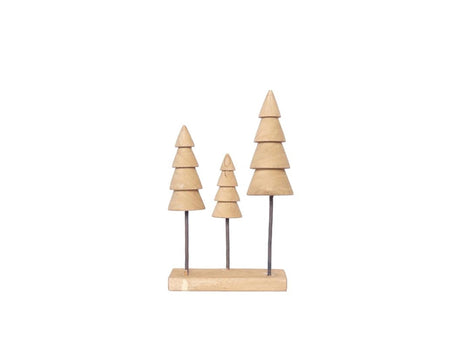 Haus vun der Natur Chrëschtbeemchen Holz 33cm 3-Stéck op Basis