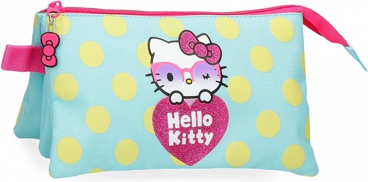 Jim jam pencil case hello kitty pen case 3 compartments with 2 zippers