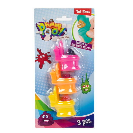 Toi-toys funny poo knijptoiletten glitter drol set van 3 stuks 2 assorti