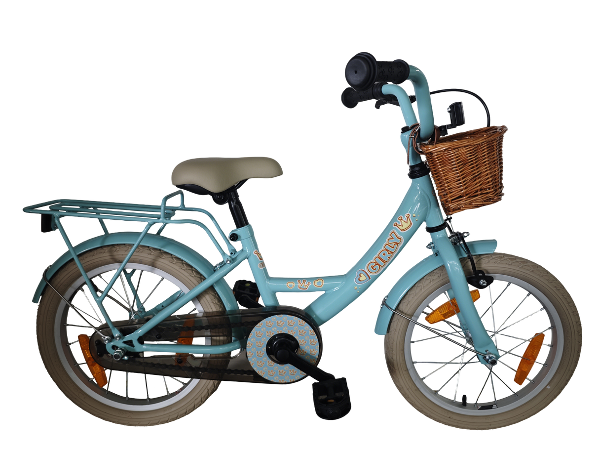 Bicicleta infantil feminina Bikefun de 16 polegadas - com cesto e cubo de freio - azul