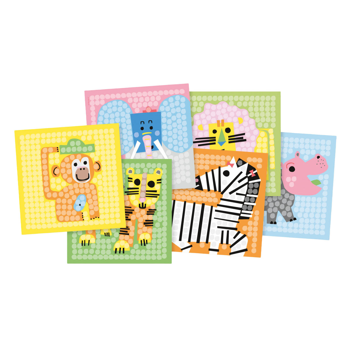 Playmais mosaic cards decorating zoo