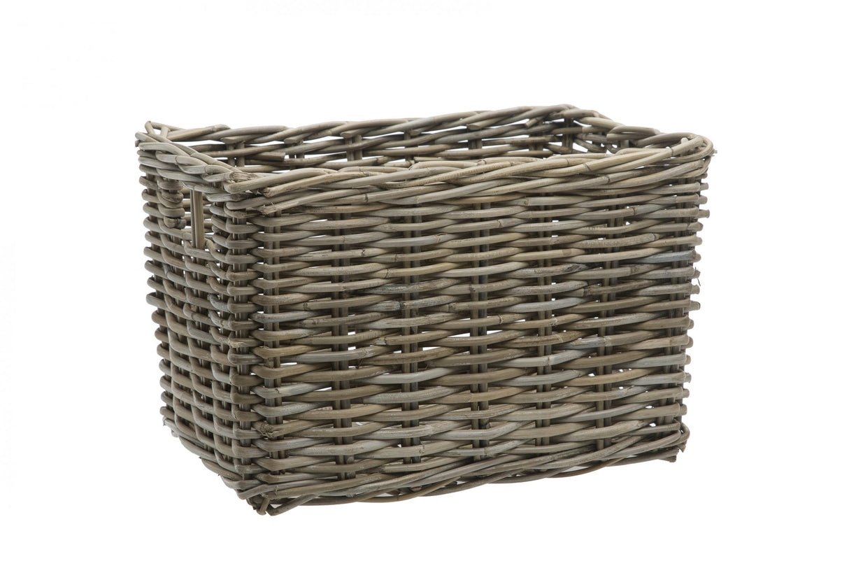 Newlooxs Rattan Fahrradkorb New Brisbane Groß 39 Liter 46 x 33 x 26 cm Grau