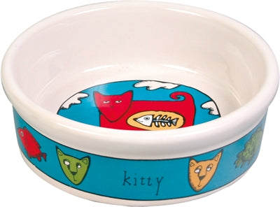 Trixie Food Bowl Kat keramik med trykte assorti