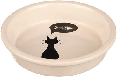 Trixie Food Bowl ceramica bianca con gatto silhouette