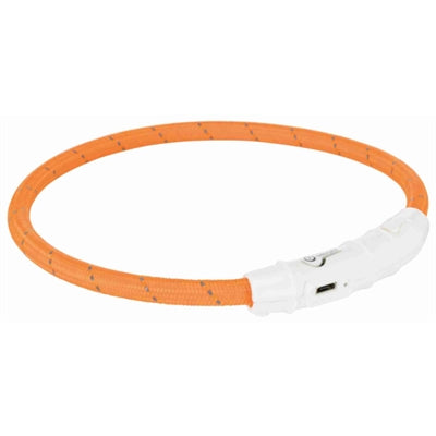 Trixie Collar Dog Flash Light Collar USB TPU Nylon Orange