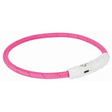 Trixie Collar Dog Flash Light Collar USB TPU Nylon Pink