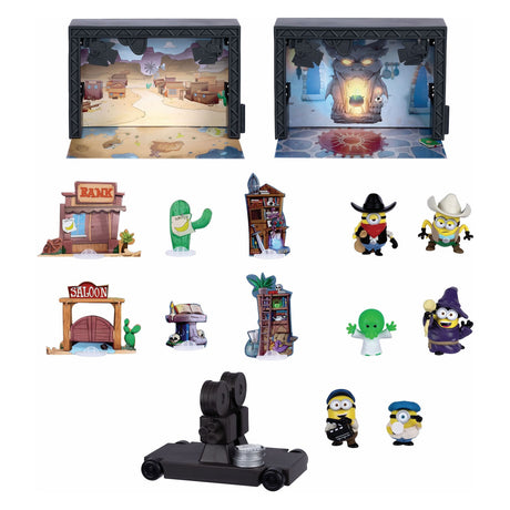 Älgleksaker minions monster - stor studioyta med 2 filmstudior - inkl. 6 minions figurer