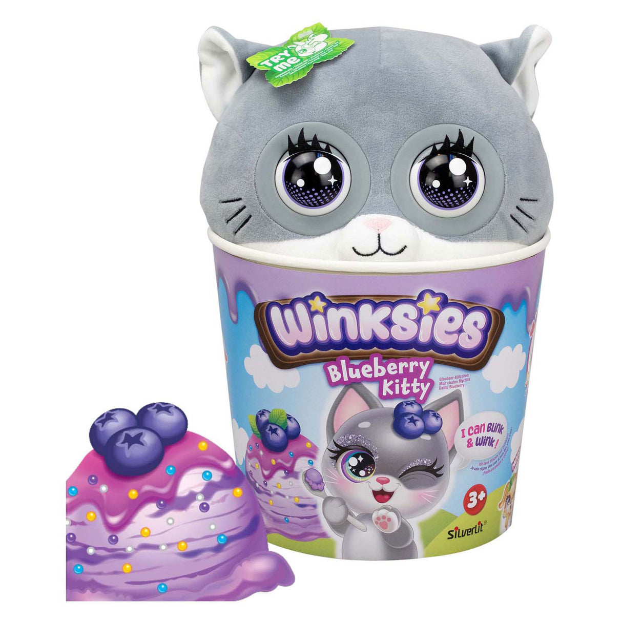Silverlit winksies blue cat interactive plush toy