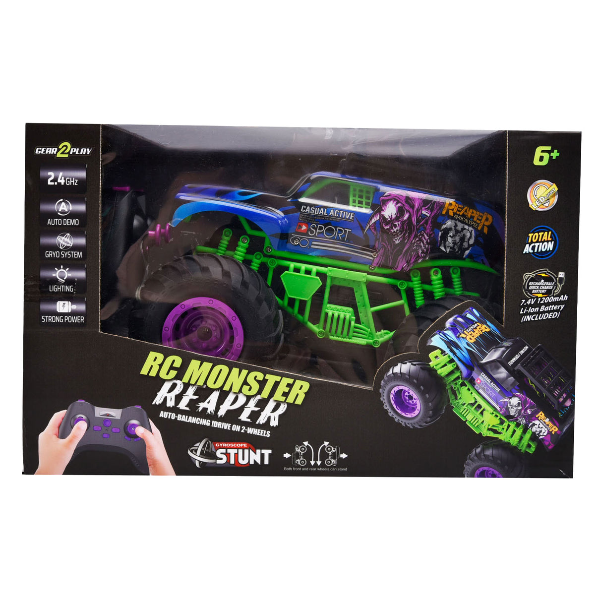 Gear2play rc bestuurbare auto monster truck reaper apocalypse