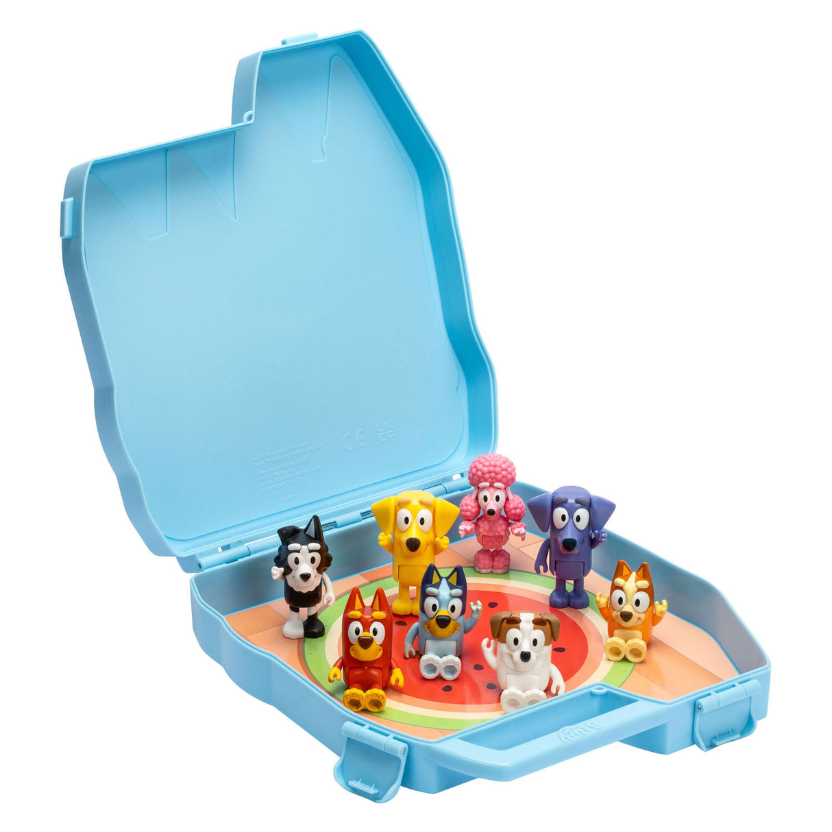 Bluey Play Go suitcase with 8 play figures