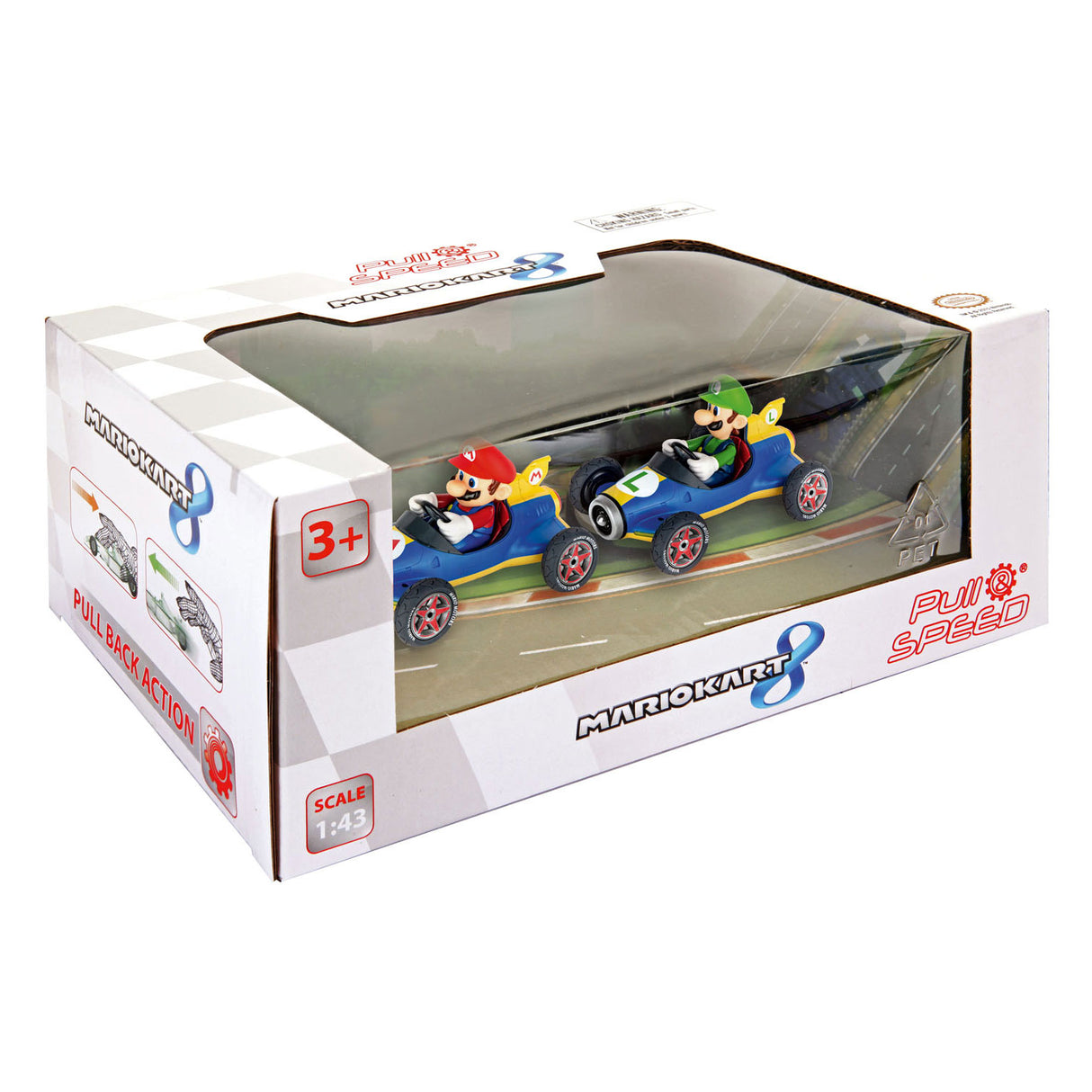 Super Mario Super Mario Pull Back Race Cars Mach 8, 2dlg.