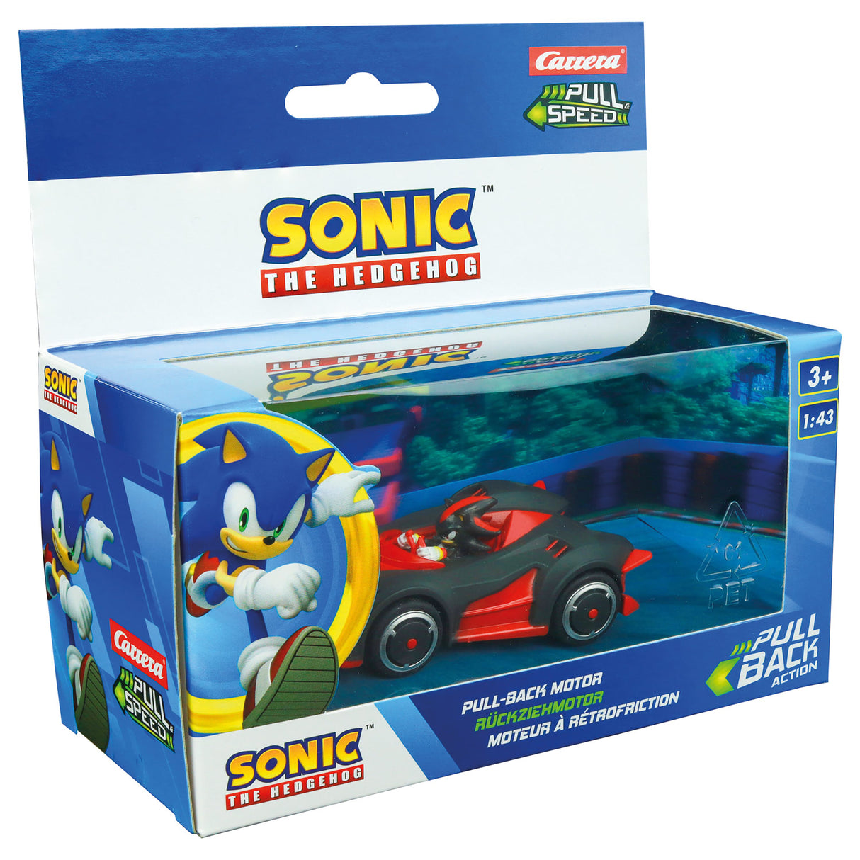 Sonic Pull Back Auto Team Racing Zwart