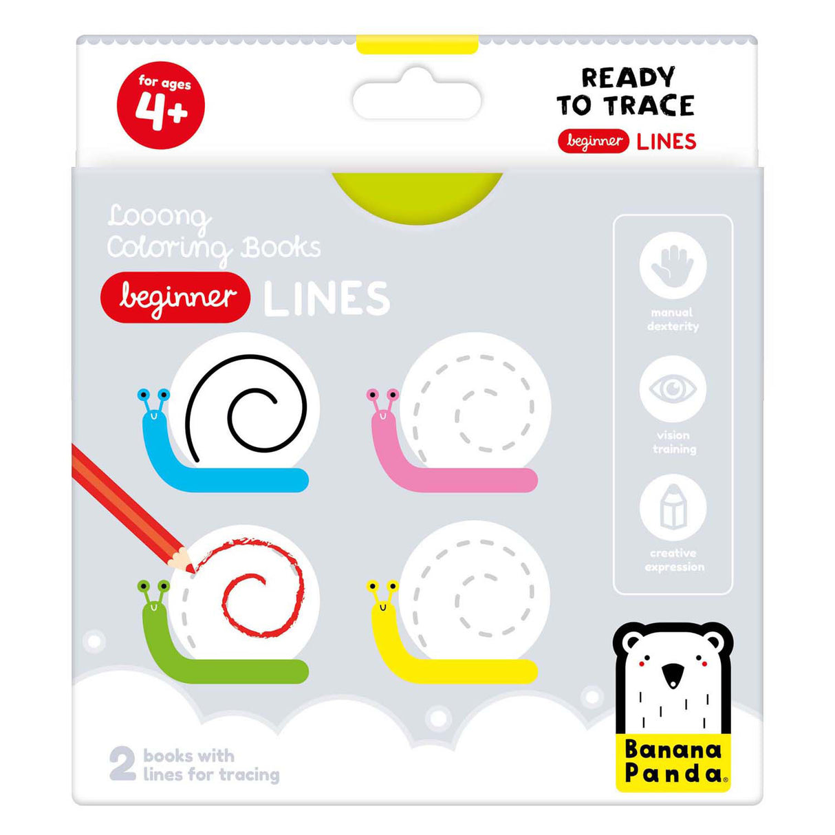 Banana panda - coloring book ready to trace beginner lines