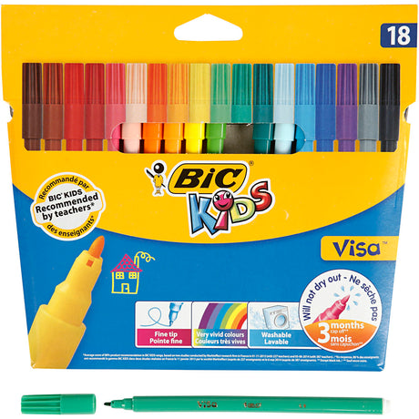 Markery Bic Visa Fine Color, szerokość linii 1,6 mm, różne kolory, 18 sztuk 1 opakowanie
