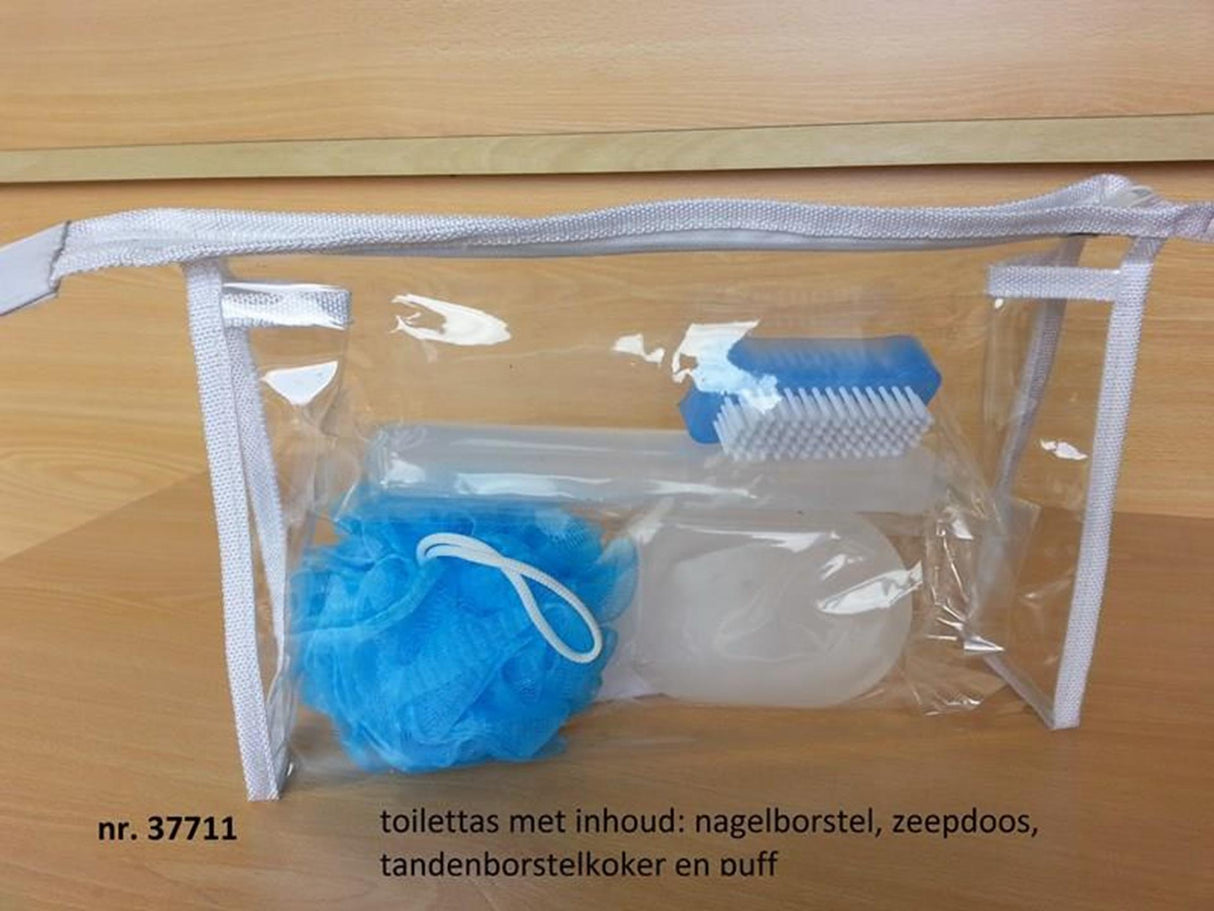Necessaire transparente com conteúdo