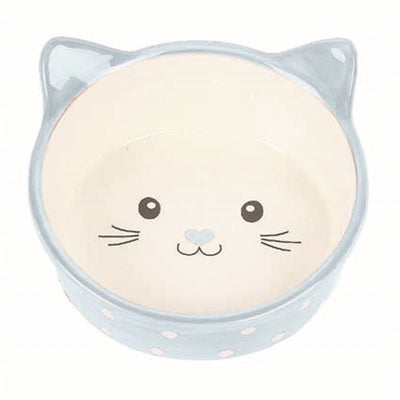 Feliz cubo de alimentación de mascotas Kat Polka Blue Creme