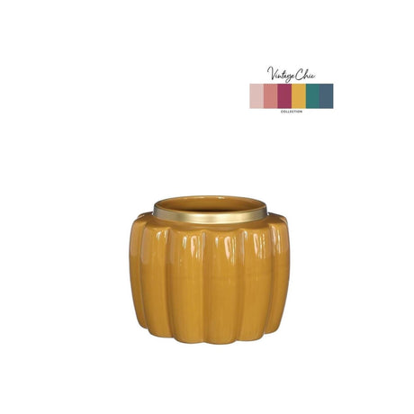 Ideas 4 seasons bloempot pouff mosterd ã˜12,6xh9,7cm