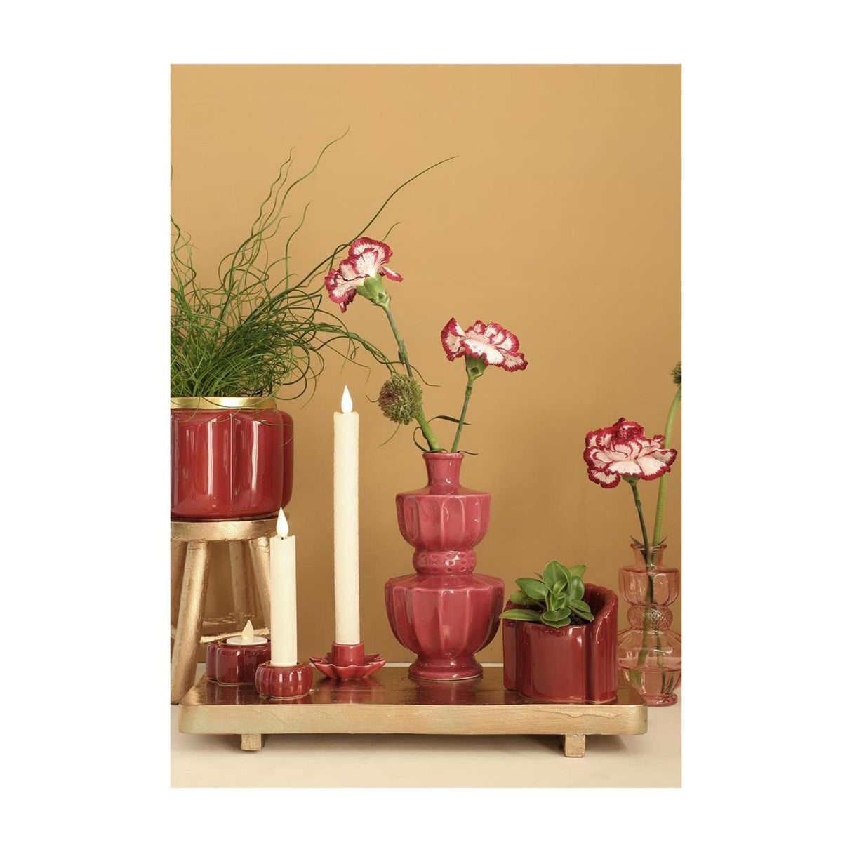 Ideas 4 seasons tealight holder pouff cherry ø7xh3.4cm
