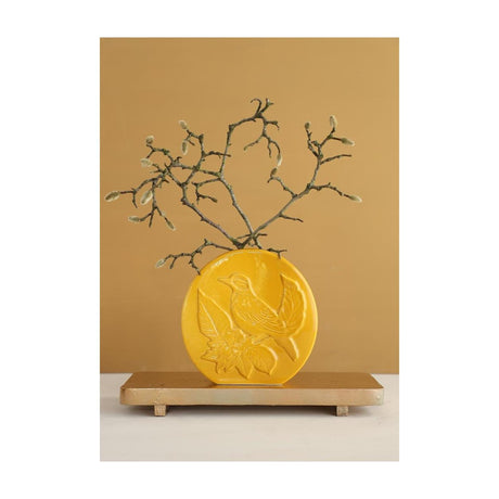 Ideas 4 seasons vaas bird mosterd ã˜6x20x20cm