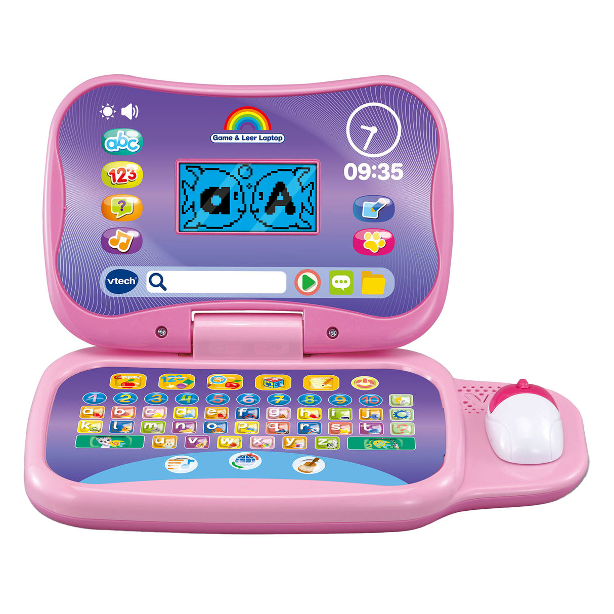 Vtech -spel och läder bärbara dator rosa