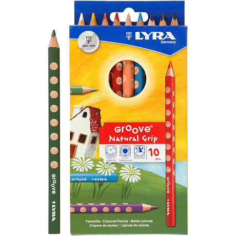 Lyra groove faarweg Bläistëfter, l: 18 cm, Refill 4,25 mm, assortéiert Faarwen, 10 Stécker 1 Këscht
