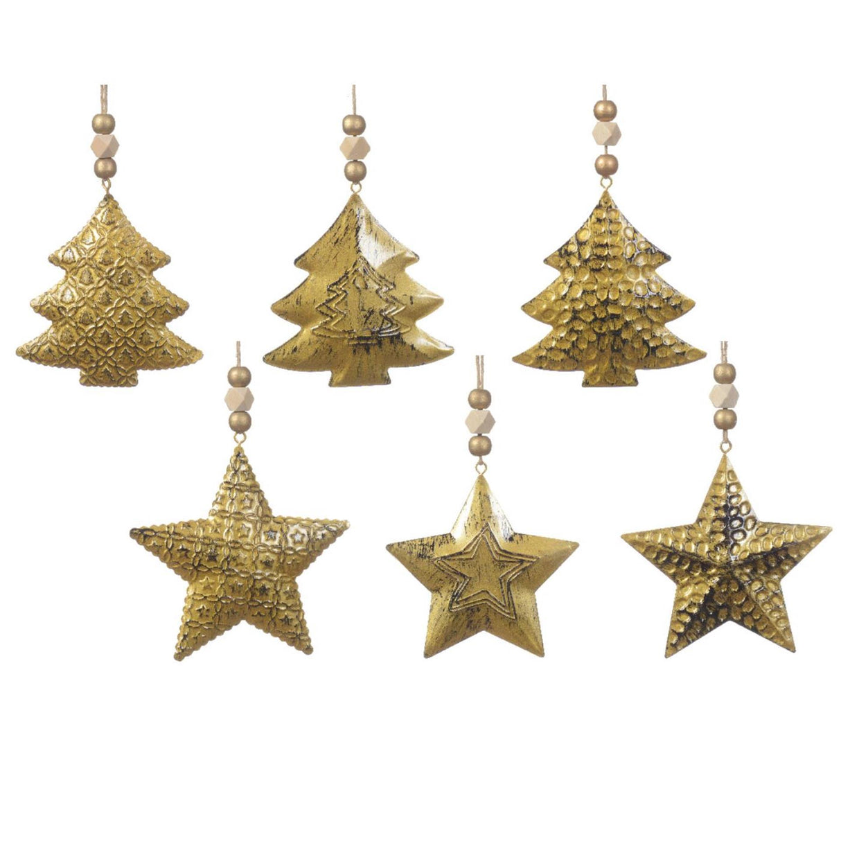 Decoris Christmas pendant iron antique gold 1x10x14cm 6 assorted
