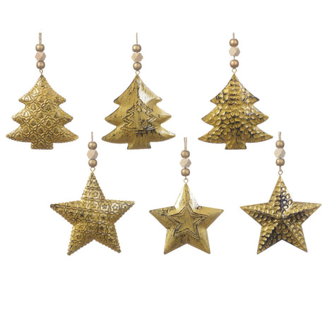 Decoris Chrëschtdag Pendant Eisen Antik Gold 1x10x14cm