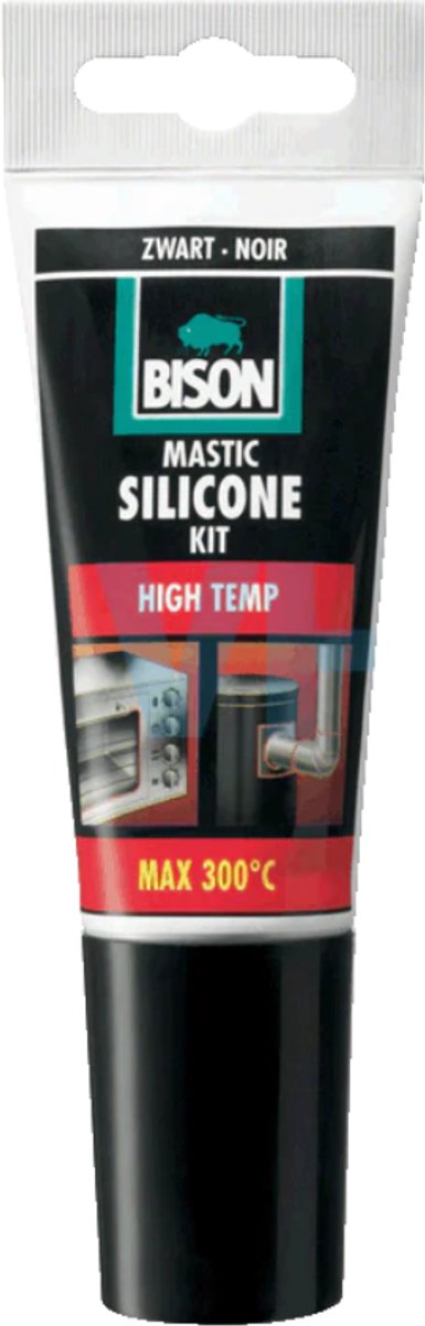 Bison silikónový tmel vysokoteplotná tuba 60 ml, tepelne odolný do 300°C, jednoduché použitie, čierny, stálofarebný, trvalo elastický, ľahko spracovateľný, tepelne odolný