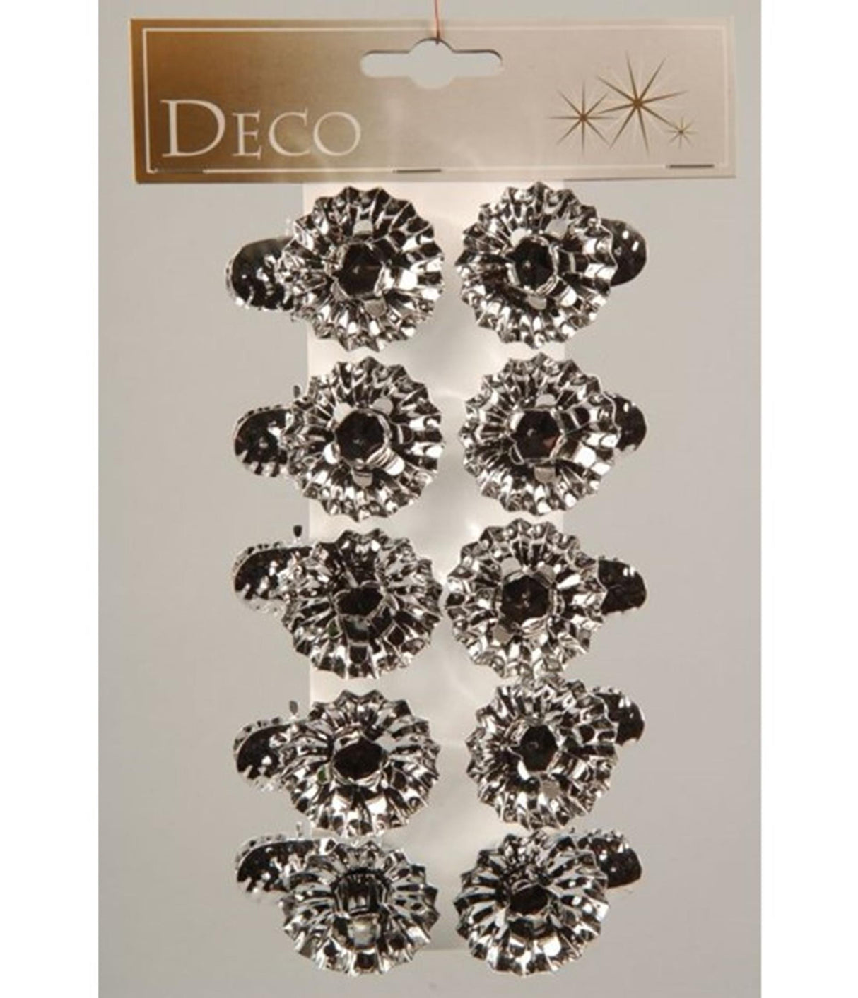 Decoris Weihnachtsbaumkerzenhalter silber10 Stück