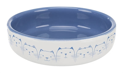 Trixie food bowl Drinking bin cat flat nose light blue white