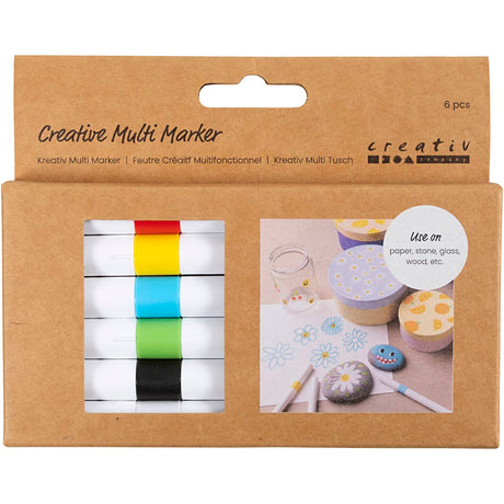 Creativ Firma kreativ Multi Marker, Linn Breet 4 mm, verschidde Faarwen, 6 Stécker 1 Këscht