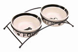 Trixie Food Bowl Drinking Bin Set Spis på føttene White Black