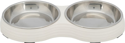 Trixie Food Bowl Cat double mélamine en acier inoxydable blanc