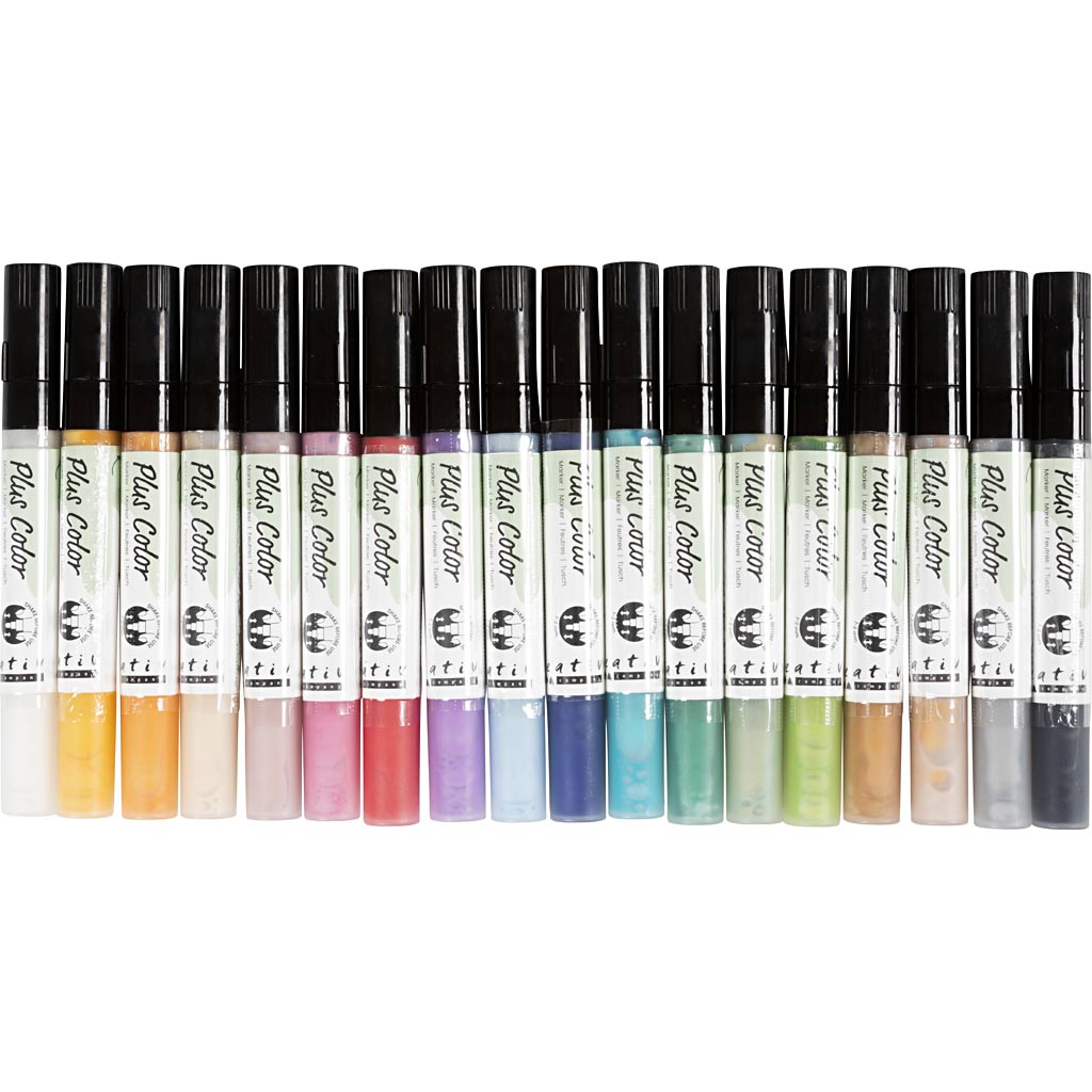 Creativ company https: www.cchobby.nl plus-color-marker-l-14-5-cm-line thickness-1-2-mm-various-colors-5-5-ml-18-piece-1-box