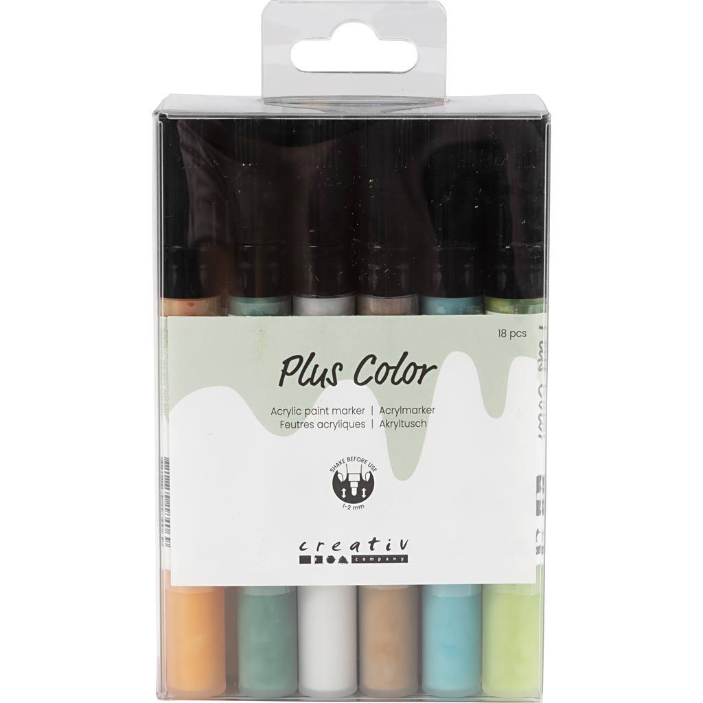 Creativ company https: www.cchobby.nl plus-color-marker-l-14-5-cm-line thickness-1-2-mm-various-colors-5-5-ml-18-piece-1-box