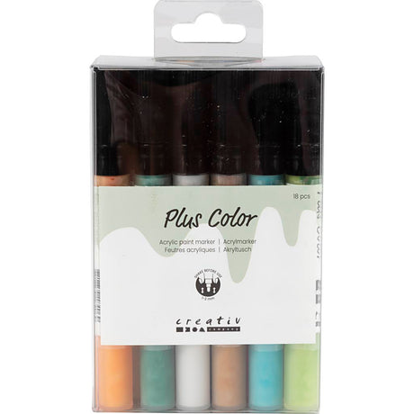 Firma Creativ https: www.cchobby.nl plus-kolor-marker-l-14-5-cm-grubość linii-1-2-mm-różne-kolory-5-5-ml-18-sztuka-1-pudełko