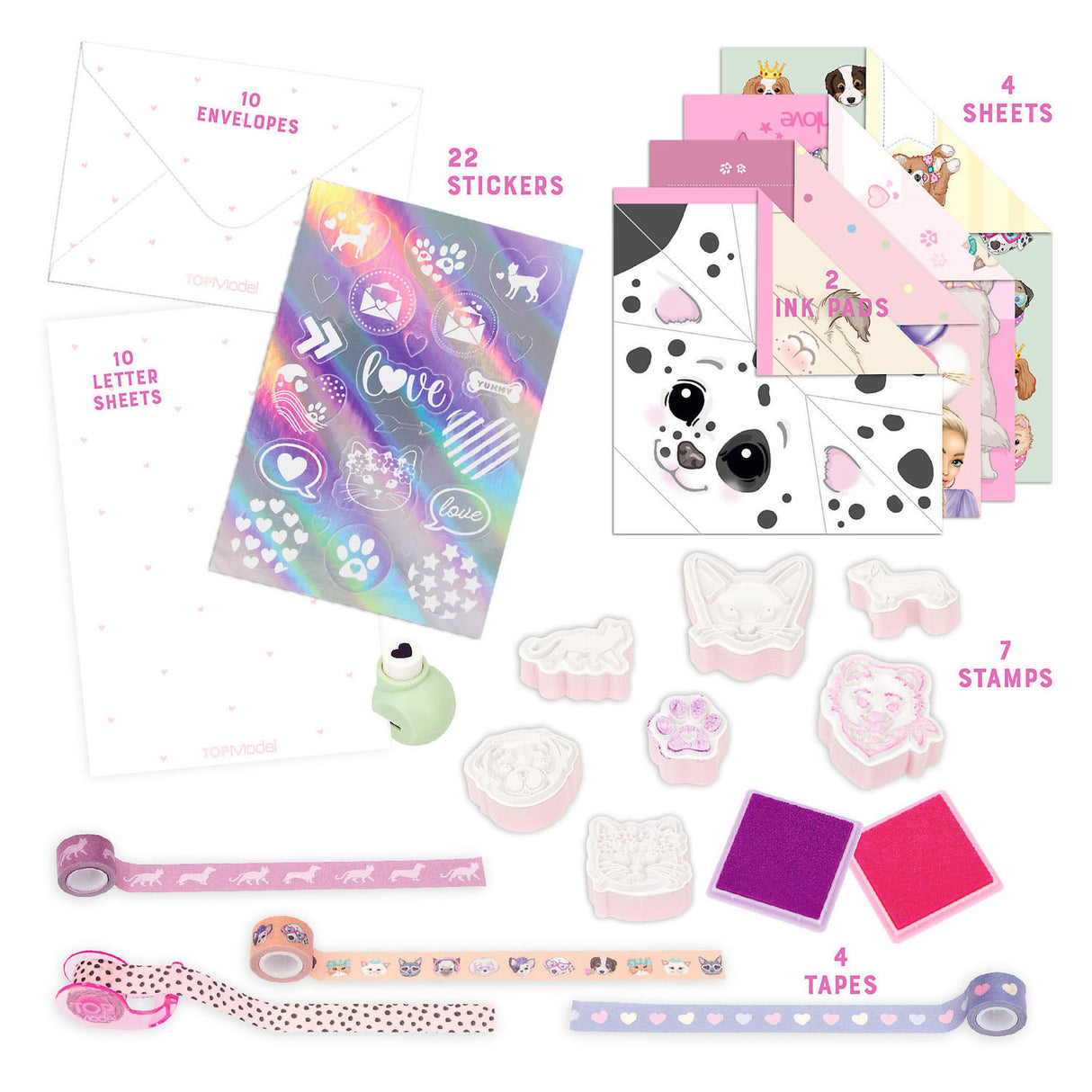 Top model love letter set kitty and doggy