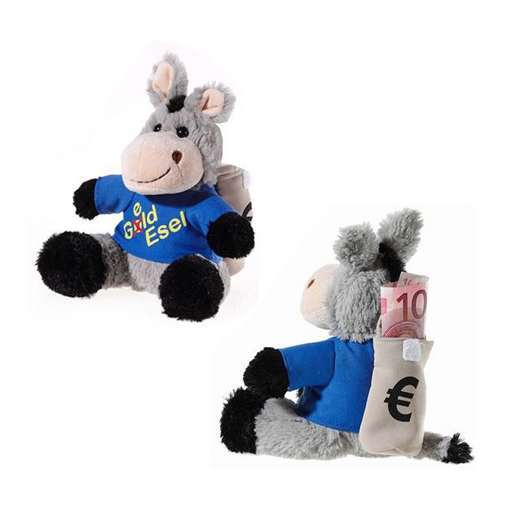 Heunec umarmt Donkey mit Geldrucksack