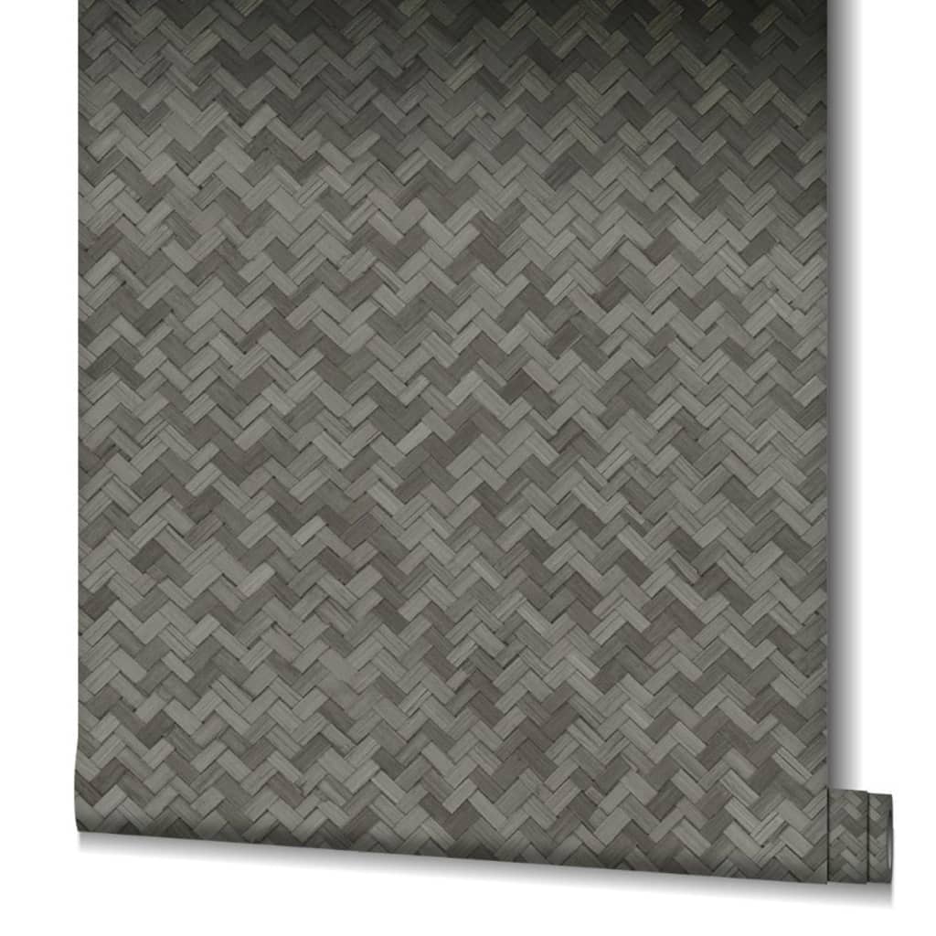 Wallpaper North Wall Noord Wallpaper Botanica Rattan Wickerwork Nero e grigio