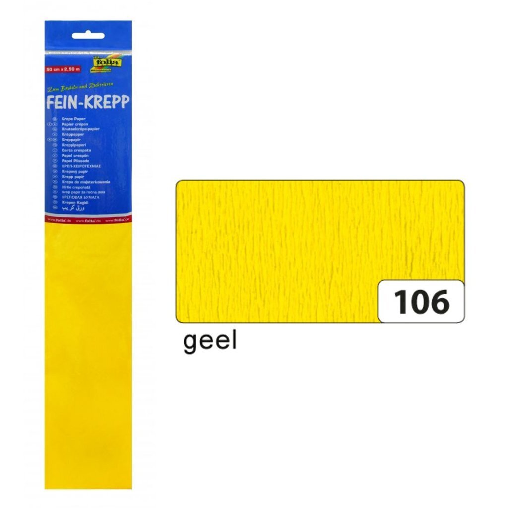 Folia Folia FO-822106 Crepe paper 50cmx2.5m shrinkage of 10 folds yellow